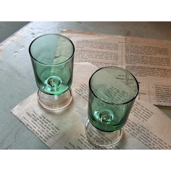 フランス　LUMINARC社グリーンのアペリティフグラス